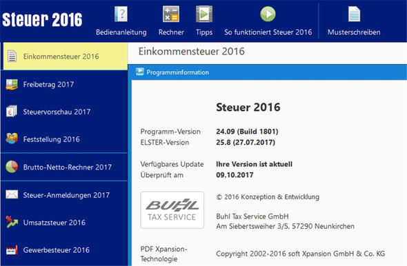Steuer 2016 m. Steuervorschau - (Excel, Steuererklärung 2017, Simulation)