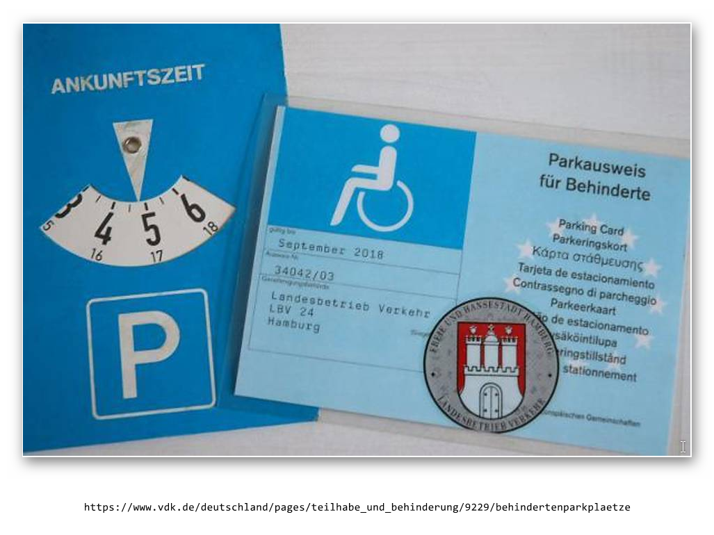 Bin Schwerbehindert mit Merkzeichen G 100%, welche Parkerleichterungen ...