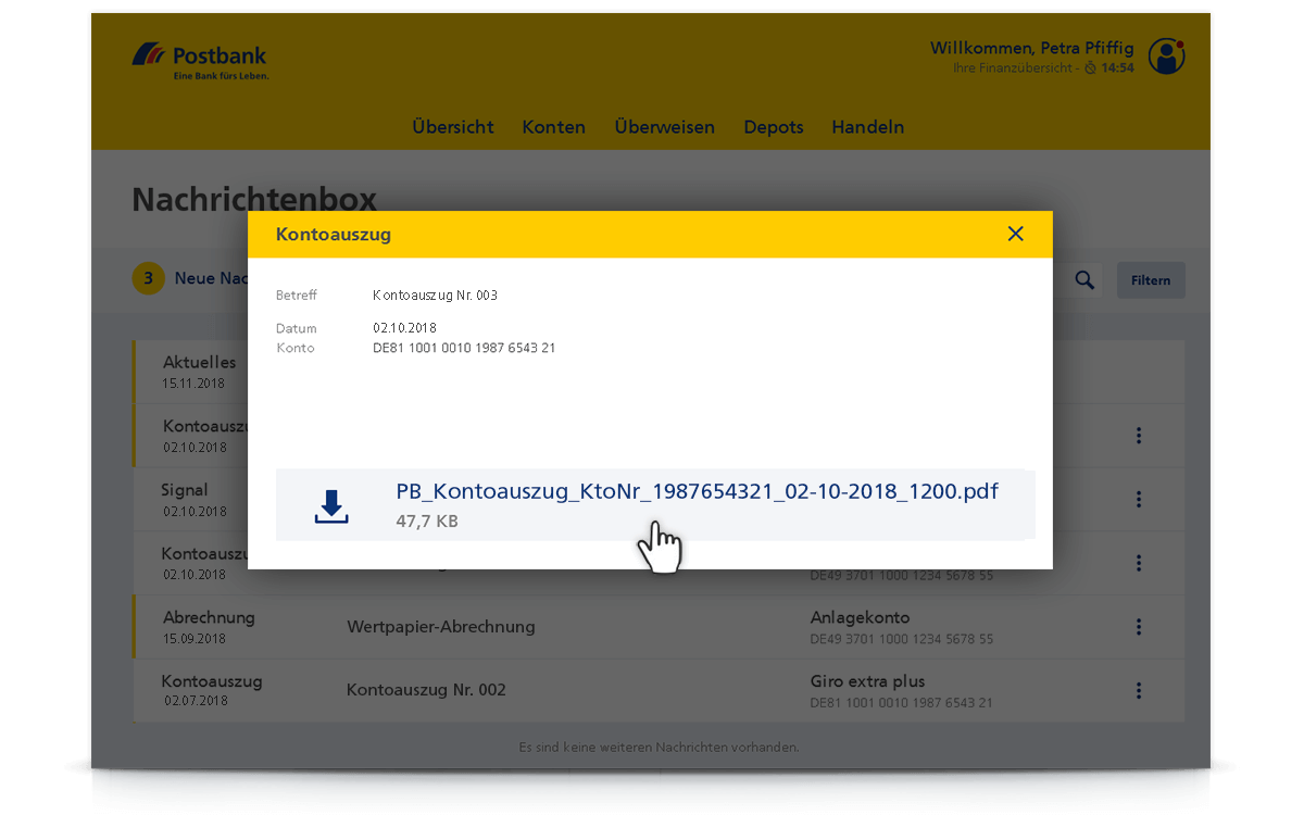 Wie kann ich online meinen Kontoauszug einsehen? (Bank)