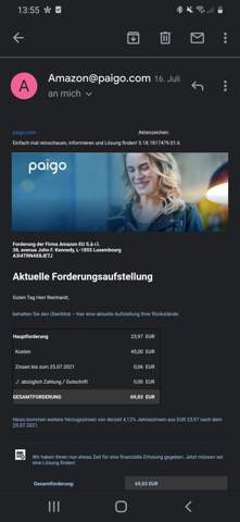 Amazon paigo email bekommen aus 2018 fake oder echt?