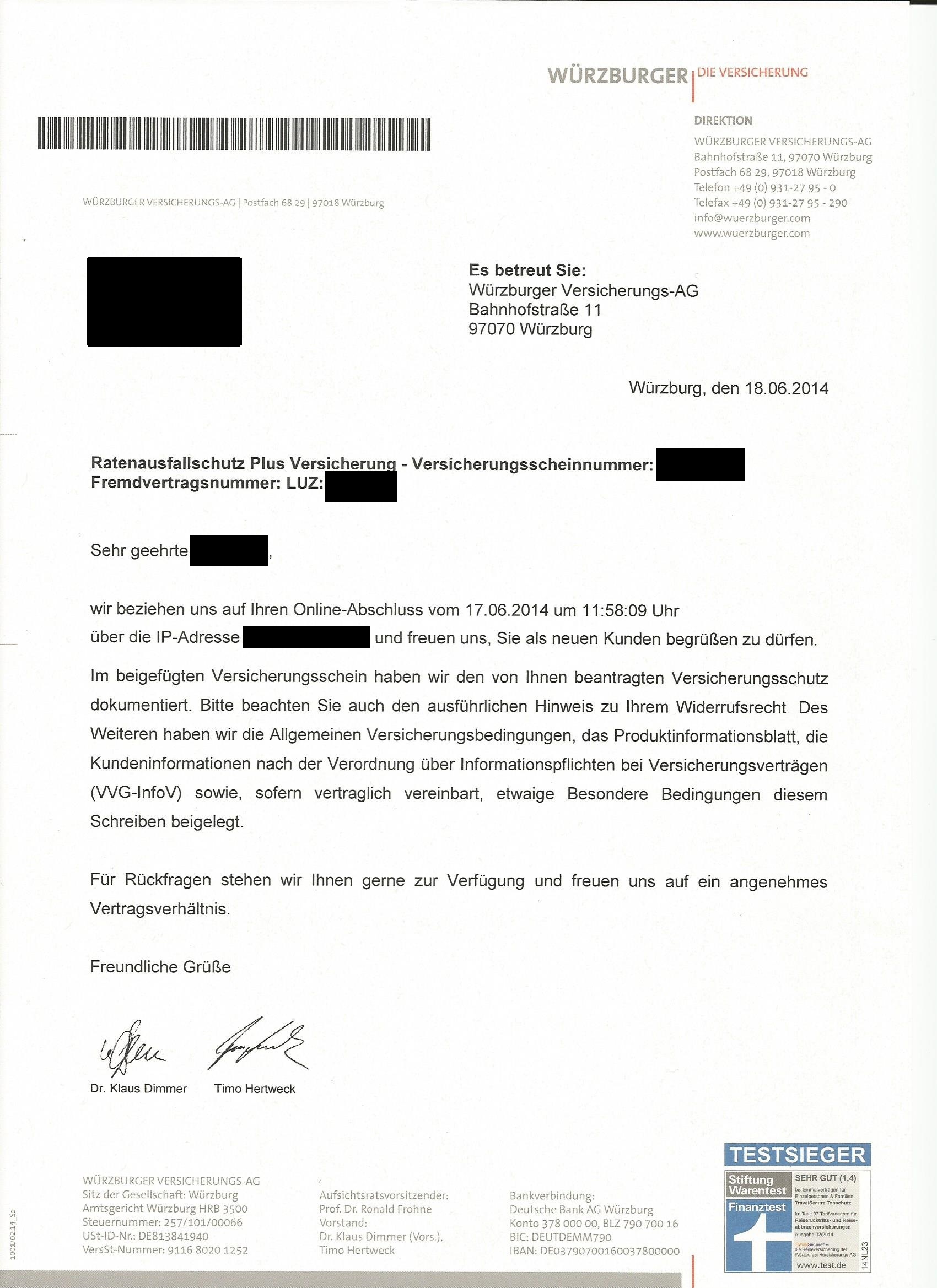 Betrug Durch Luzern Finanz Und Wurzburger Versicherungs Ag Versicherungsschutz