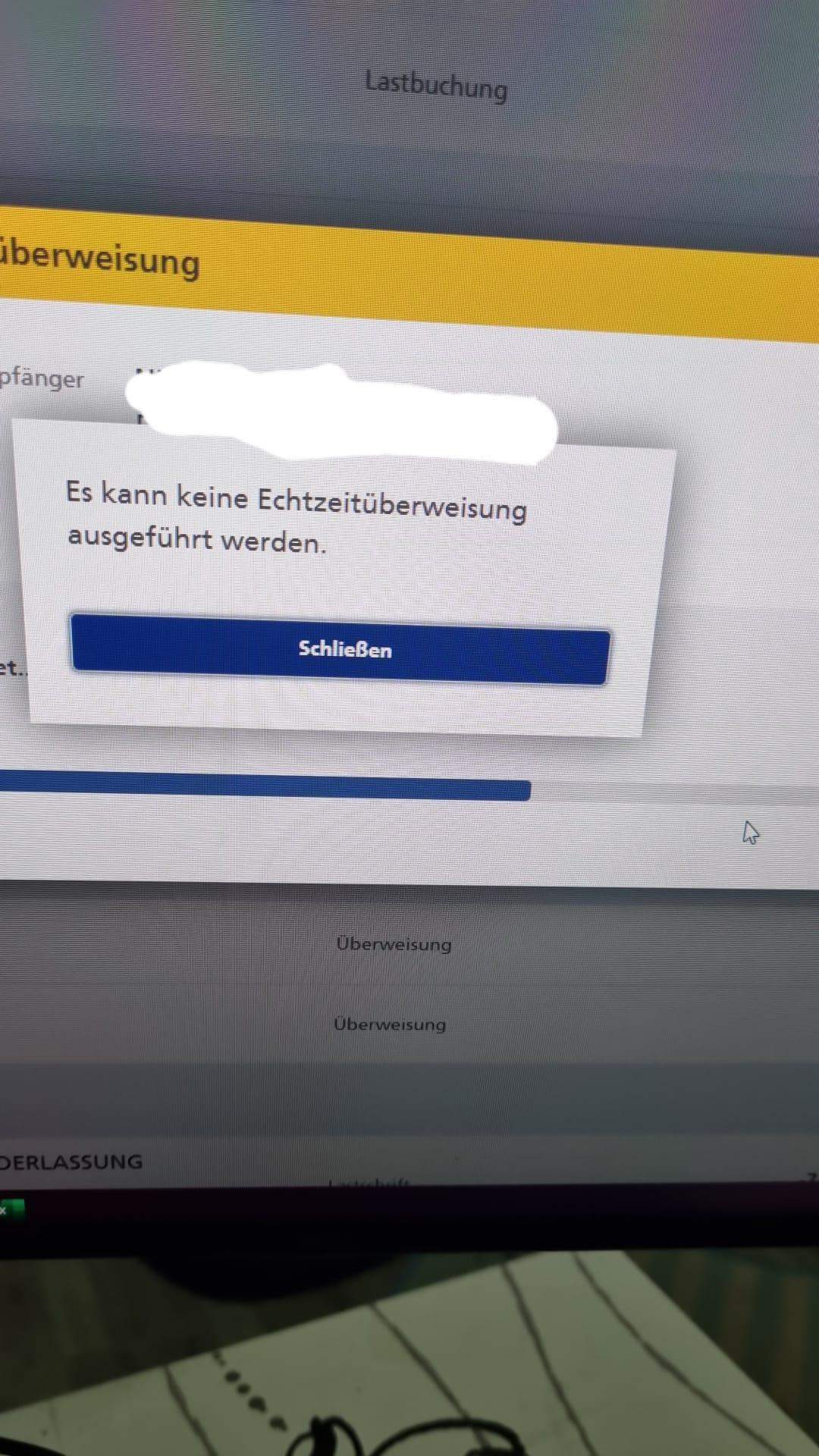 Echtzeit Überweisung geht nicht? (Bank)
