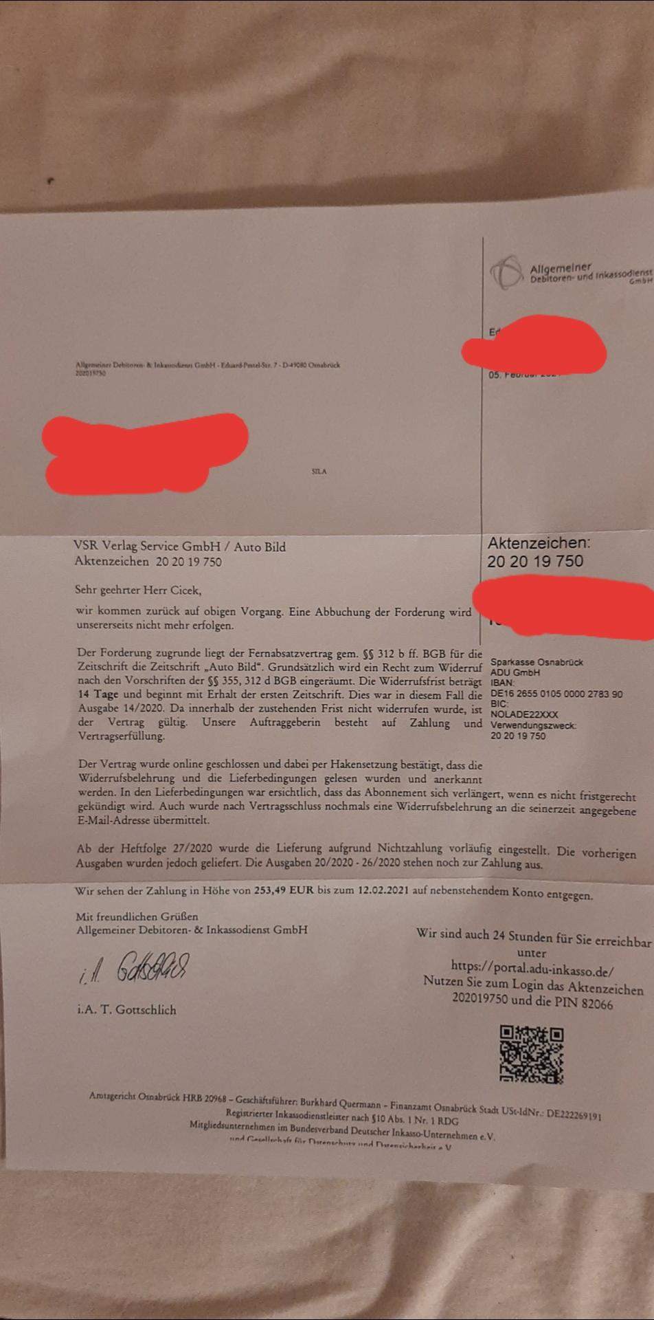 Inkasso Brief erneut?