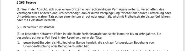 - (betrug, Rechtslage)