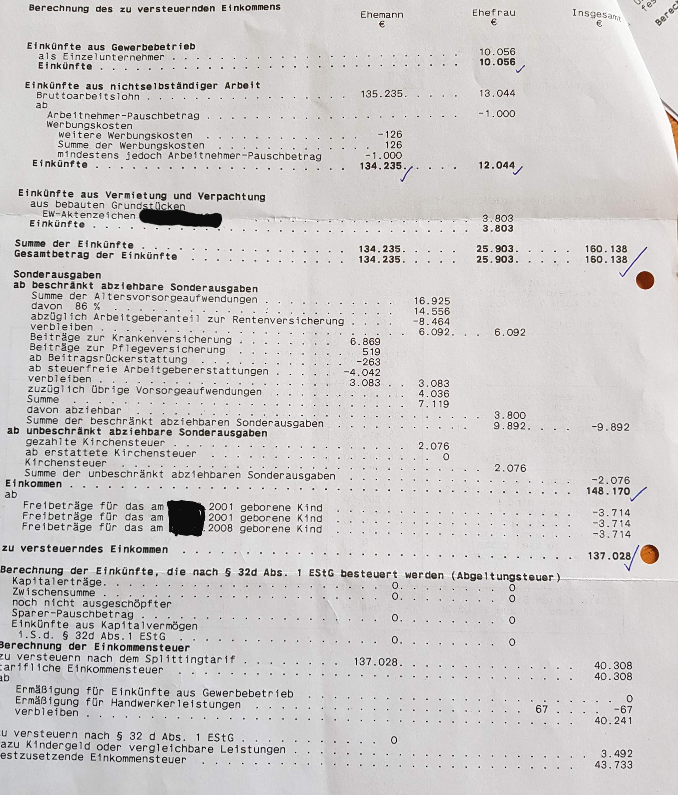 Kann mir jemand beim Steuerbescheid helfen? (Steuererklärungen)