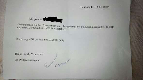 Post Von Postbank Selbstgeschrieben Konto Familie Sparbuch